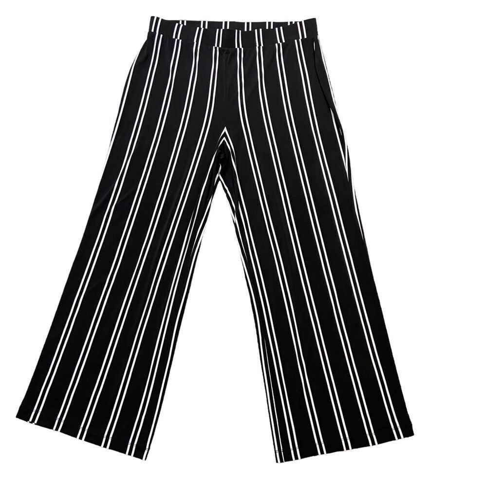 Chaus Brand‎ Ladies Black and White Striped Wide Leg Pants Size Large